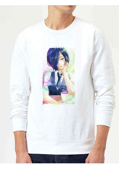 Anime Tokyo Ghoul Anteiku Baskılı Beyaz Erkek Örme Sweatshirt (528479835)