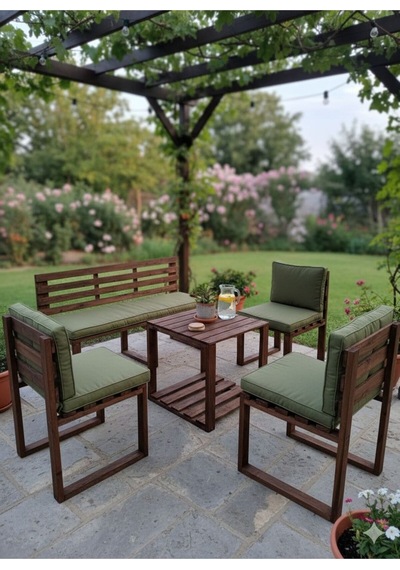 Ahşap Bahçe/balkon Oturma Takımı Kahverengi