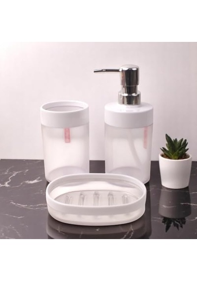 Akrilik 3'lü Banyo Ve Lavabo Seti - Diş Fırçalık, Sıvı Sabunluk Ve Katı Sabunluk - Şık, Dayanıklı, Modern Ba Diğer