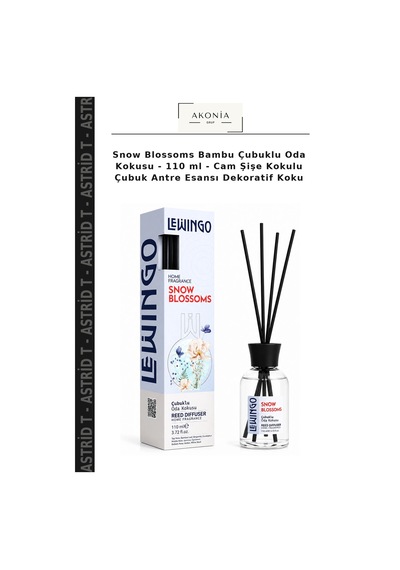 Snow Blossoms Bambu Çubuklu Oda Kokusu - 110 Ml - Cam Şişe Kokulu Çubuk Antre Esansı Dekoratif Koku Çok Renkli