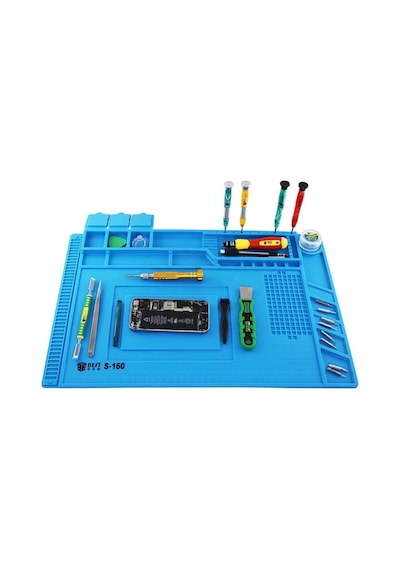 Isıya Dayanıklı Silikon Tamir Onarım Lehim Matı Pedi Magnetli-antistatik 45x30 Cm , Tamir Matı