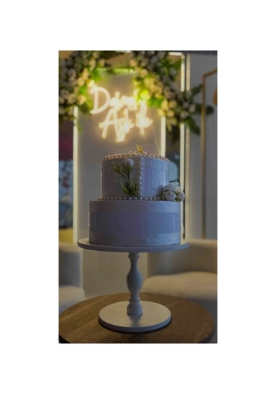 Pasta Sunum Tabağı Servis Standı Ahşap Doğum Günü Pasta Cupcake Standı Beyaz