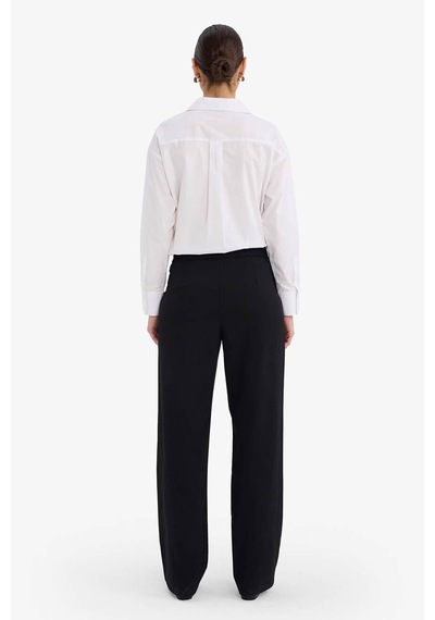 Defacto Wide Leg Çift Cepli Yüksek Bel Geniş Paça Pantolon G3822ax25aubk81 Siyah-bk81