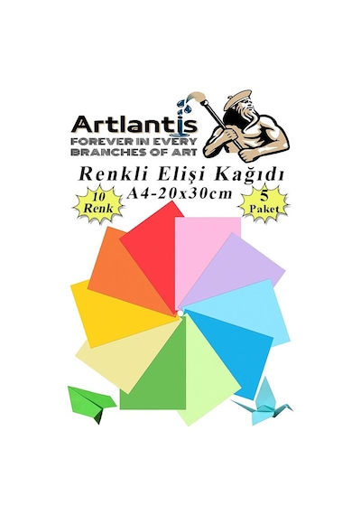 Elişi Kağıdı A4 10 Renk 5 Paket El İşi Kağıdı 10 Lu Kreş Ana Sınıfı Okul Öncesi Sınıf Malzemesi