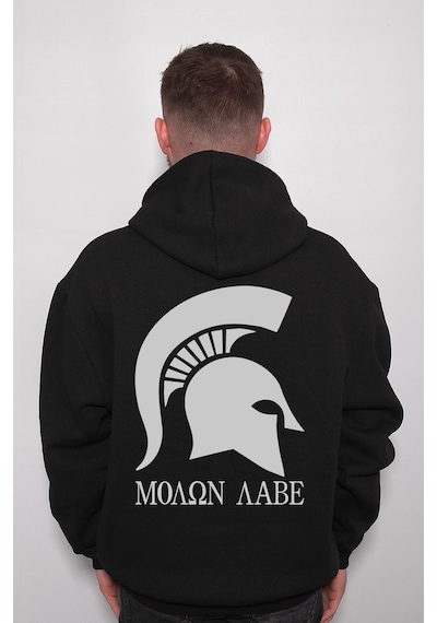 Moaon Aabe 300 Spartalı Kask Savaşçı Sweatshirt Unisex Kapüşonlu Hoodie 001