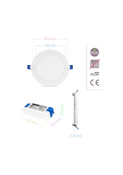 Ack-ap01-01530 15 W Sıva Altı Yuvarlak Led Panel Beyaz Beyaz