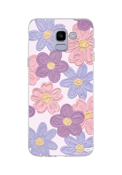 Samsung Galaxy J6 Uyumlu Renkli Papatyalar Sulu Boya Baskılı Silikon Kılıf