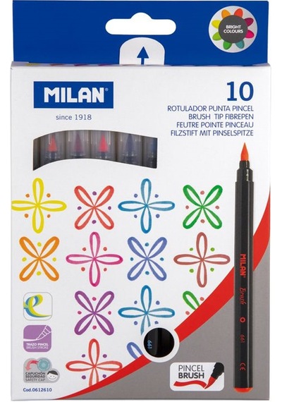 Mılan 0612610 Brush Fırça Uçlu Keçeli Kalem 10Lu
