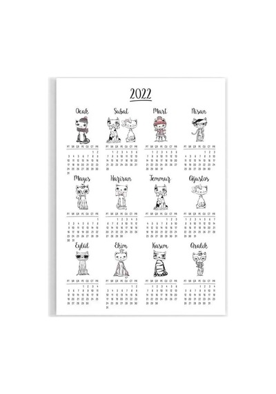 Kedili Poster Takvim, 2026 Kedili Duvar Takvimi