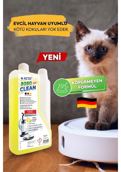 Acto Robo Clean Robot & Islak Dikey Süpürgeler İçin Konsantre Yüzey Temizleyici Tekli