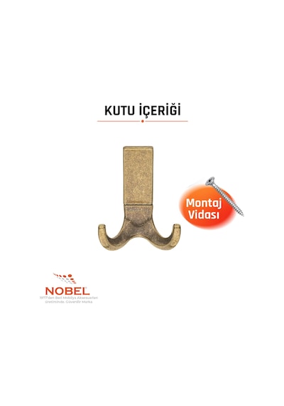 Best Lüks Askı, Metal, Vestiyer Askı, 121 Gr, Dolap Askılık, Duvar Askılığı, Antik Sarı Vidalı
