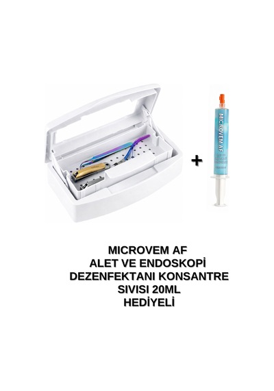 Çift Bölmeli Manikür Pedikür Aletleri Sterilizasyon Kutusu Beyaz Ve Konsantre Dezenfektan Sıvısı Hediyeli