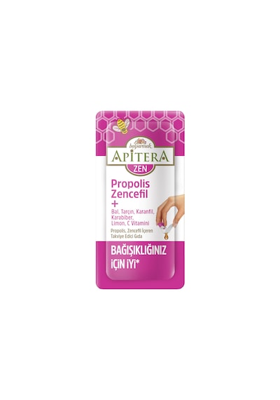 Apitera ZEN Doğal Bal, C Vitamini, Çinko, Selenyum, Zencefil, Tarçın, Karanfil, Karabiber, Limon ve Propolis İçeren Takviye Edici 7’li Saşe
