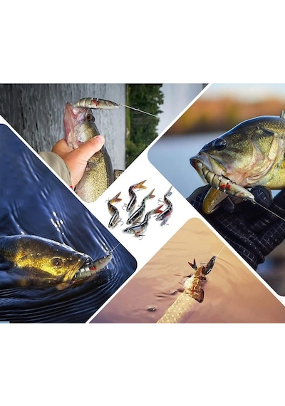 3 Adet 8 Eklemli 3d Oynak Rapala Sahte Balık Yem Seti Tatlı Ve Tuzlu Su Uyumlu Wobblers Swimbait