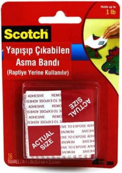 3M Scotch 108 Çift Taraflı Yapışıp Çıkabilen Asma Bandı 25.4Mm