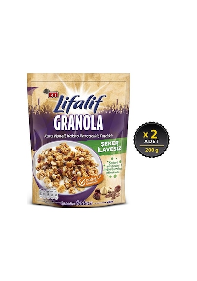Eti Lifalif Granola Kuru Vişneli Kakao Parçacıklı Fındıklı 2 x 200 G