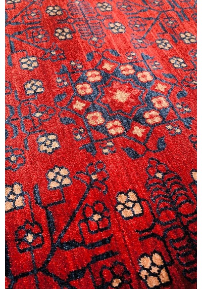 Afghan Antik Desenli Otantik Görünümlü Esoteric Vintage Kırmızı Halı Af04 Kırmızı-lacivert