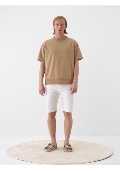 Xint Camel Pamuk Dokulu Oversize Tişört 502213