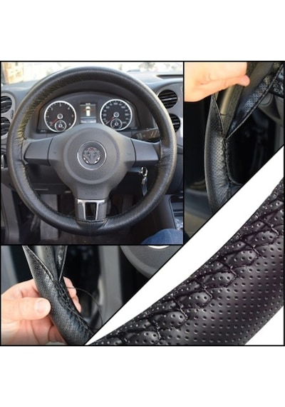 Kia Rio Uyumlu Direksiyon Kılıfı Sarmalı Dikmeli Deri Dikişli