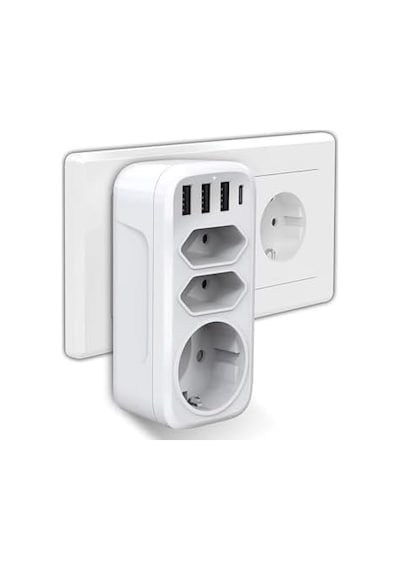 7&apos Si 1 Arada Çoklu Priz, Usb Priz, Type-c + 3 Usb&apos Li Çoklu Priz,