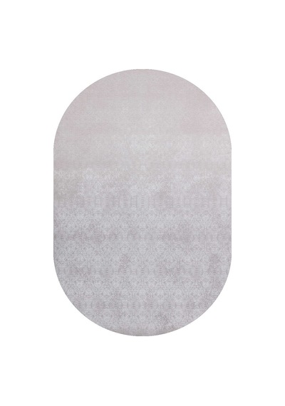 Parlak Saten Dokulu Poem Bambu Tuşe Modern Trend Oval Halı Pm02 Beyaz