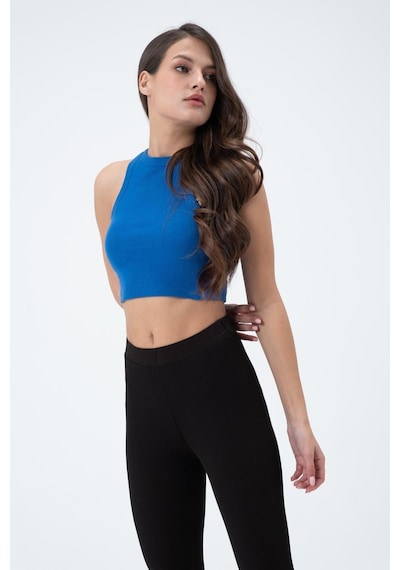 Quhox Kadın Kaşkorse Crop Atlet Saks
