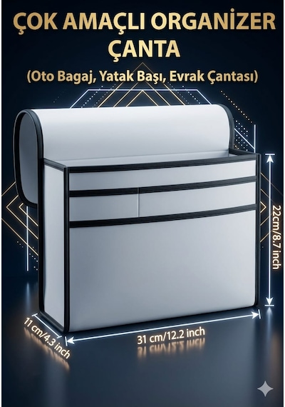Yan Sehpa Kumandalık Koltuk Kenarı Organizer Koltuk Kenarı Düzenleyici Koltuk Başı Örtü Sehba Gri