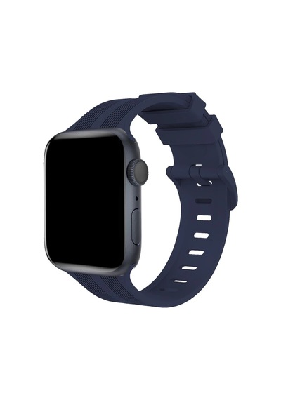 Newface - 684 - Apple Watch Uyumlu 38mm Kr408 Çizgili Silikon Kordon - Csmo-tex - - Lacivert