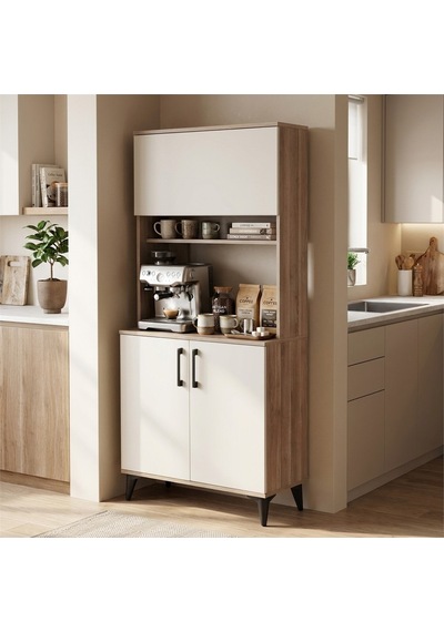 Kobos Kahve Köşesi Çok Amaçlı Mutfak Dolabı 90cm Sp02350 Bej