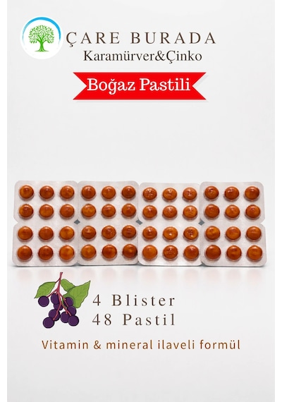 Çareburada Karamürver & Çinko Boğaz Pastili 48 Adet