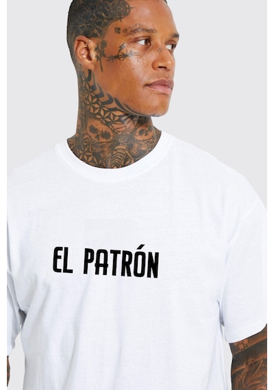 Gang Serıes Erkek Beyaz Oversize Medellin Baskılı T-shirt Beyaz