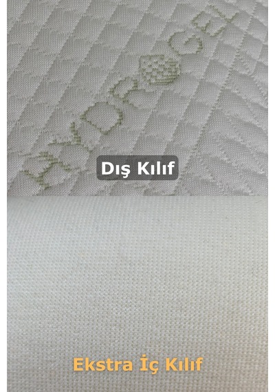 Rudu Hidrojel Hydrogel Kılıf Visco Visko Bütün Sünger Yastık 60x40x15 Cm 1350 Gr Omuz/boyun Destekli Beyaz - Yeşil