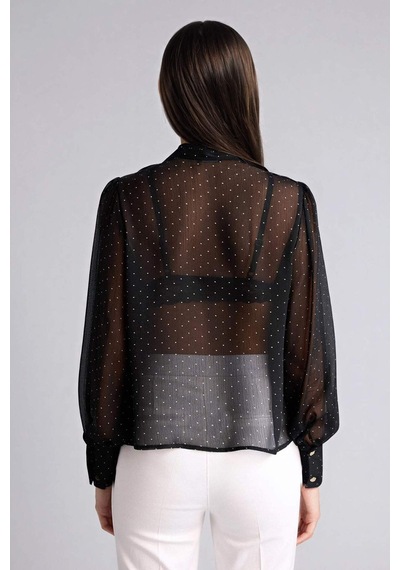 Defacto Overshırt Fıt Fular Yaka Simli Twill Bluz G7960ax26spbk81 Siyah-bk81