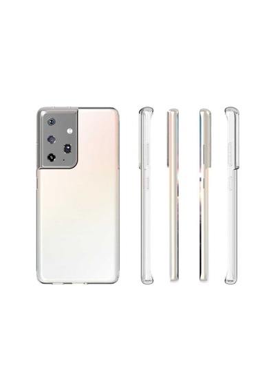 Samsung Uyumlu Galaxy S21 Ultra Kılıf Şeffaf Silikon Hibrit Case Renksiz
