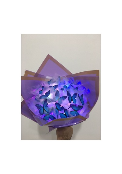 Led Işıklı 20 Li Mavi - Lila Kelebek Çiçek Buketi Lacivert - 582038851 Lacivert