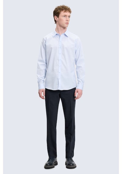 Hatemoğlu Mavi Slim Fit Slim Yaka Pamuklu Uzun Kollu Gömlek