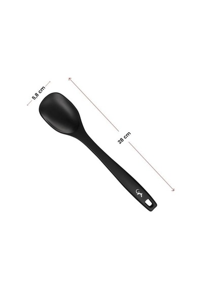 Lurch - Platin Silikon Yemek Kaşığı 28 Cm Siyah - Yanmaz, Yapışmaz, Bükülmez, Çizmez, Tat Ve Koku Bırakmaz - 240601