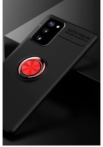 Galaxy Note 20 Kılıf Range Yüzüklü Silikon - Siyah-kırmızı