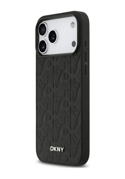 Apple Uyumlu iPhone 17 Pro Max Kılıf Dkny Lisanslı M-safe Özellikli 3d Yazılı Grid Pattern Kapak Siyah Siyah