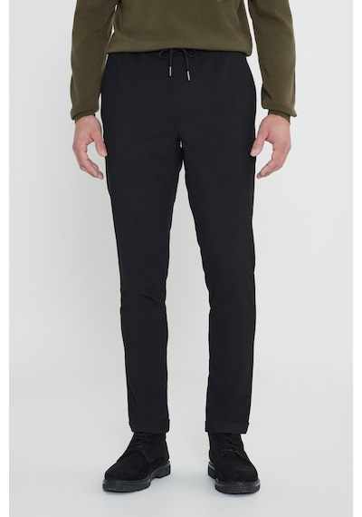 George Henry Slim Fit Dar Kesim Beli Bağlamalı Yan Cepli Jogger Pantolon Siyah