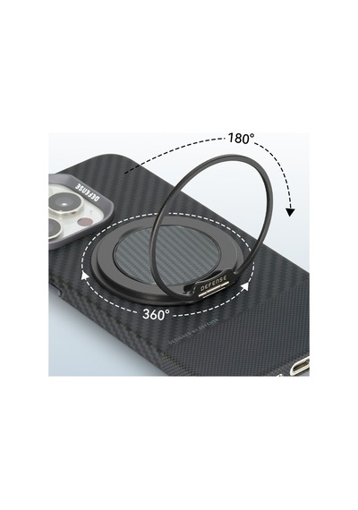 Raptic Defense Serisi Magnetik Özellikli 360 Derece Dönebilen Parmak Ring Stand Siyah