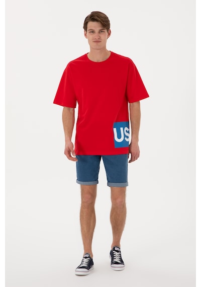 U.S. Polo Assn. Erkek Comfort Fit Bisiklet Yaka Kırmızı Tişört 50306879-VR030
