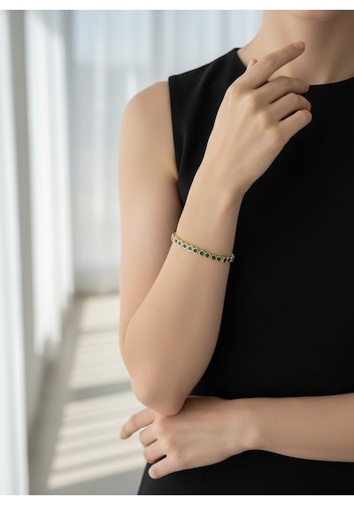 Valmont Accessories Kadın Gold Renk Fuşya Taşlı Su Yolu Bileklik Pembe