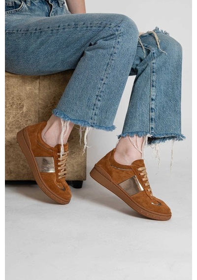 Bestello Bağcıklı Kauçuk Taban Sneaker 101-gumk-01 Kadın Ayakkabı Taba Suet