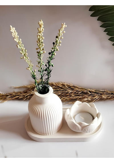 Bernami Mumluk Şamdanpinterest Vazo Seti Pampas Vazo Lotus Mumluk Dekoratif Tabak Biblo Seti 3 Parça Ham-boyasız. Diğer