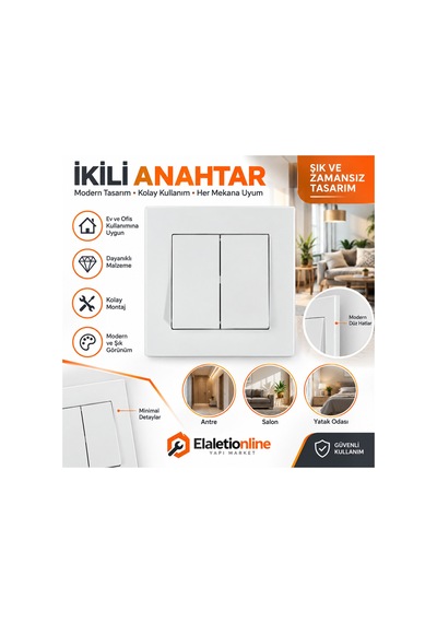Ritamek Mutlusan İkili Elektrik Anahtarı Beyaz - 925147520