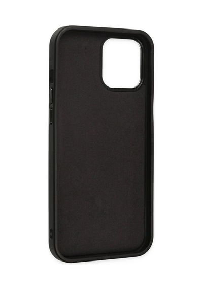 Apple iPhone Uyumlu   12 Pro Max Kılıf Asya Deri Silikon - Siyah