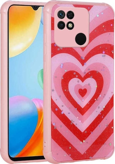 Xiaomi Poco C40 Kılıf Simli Desenli Kamera Korumalı Parlak Zore Popy Kapak Kalp