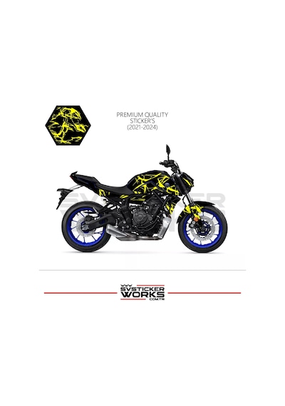Mt-07 2021-2024 Kaplama Sticker Şimşek Yıldırım Motor Kaplama Modeli Hazır Kit 2021-2024 Uyumlu Sarı
