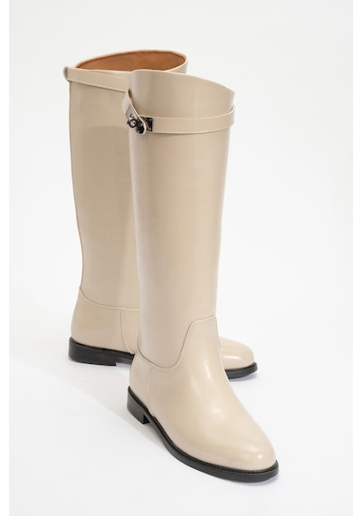 Luvishoes Yoko Bej Cilt Kadın Çizme Bej